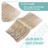 YoungSee #18/613 Clip-In Real-Hair Extensions, Blonde, Light Blonde with Strawberry