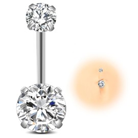 ESHIONER G23 Titanium Belly Button Piercing Gold Silver Belly Piercing Bar Length Belly Button Piercing Short Bar Long Bar Red Pink Blue Purple Colourful Belly Button Jewellery Women's 14G 10 mm 12