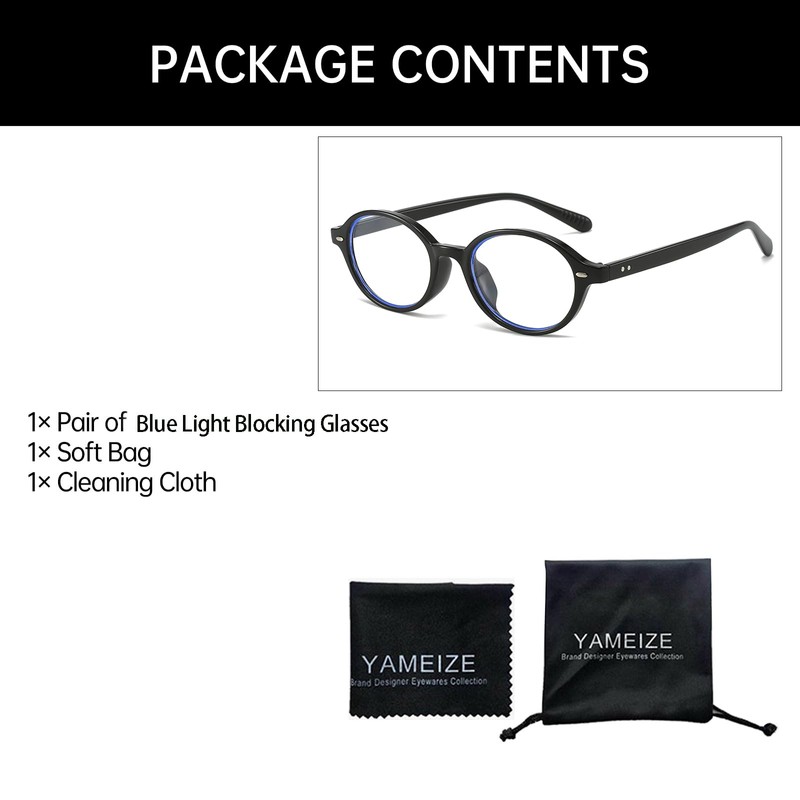 YAMEIZE Blue Light Filter Glasses for Men and Women Oval