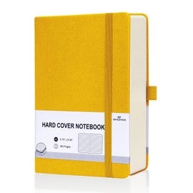 EMOMAS Lined Journal Notebook, 360 Numbered Pages(With page number), Thick Journal for Writing A5 College Ruled Notebook, 100gsm Lined Paper, Leather Hardcover, 5.75'' X 8.38''-1 Pack, Yellow