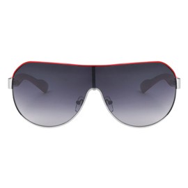 Khan Shuttle - One Piece Shield Sunglasses (Silver Red)