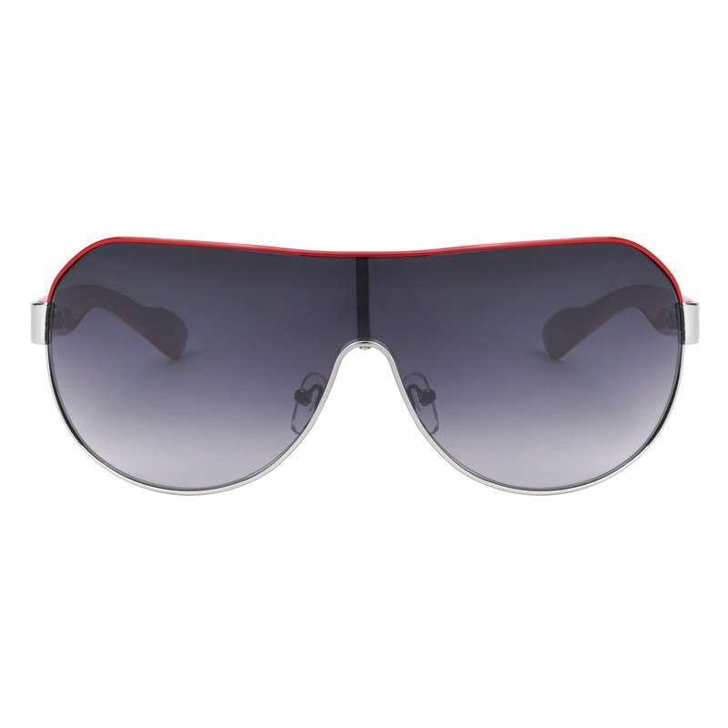 Khan Shuttle - One Piece Shield Sunglasses (Silver Red)