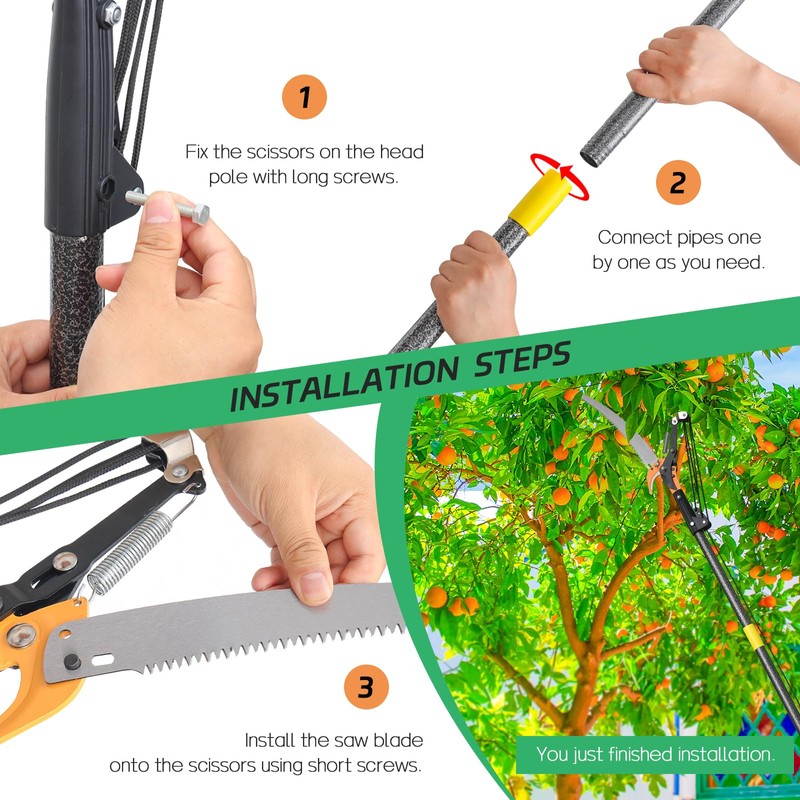 Pole Saws for Tree Trimming, 13.7 FT Manual Tree Trimmer