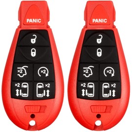 2 New Red Keyless Entry 7 Buttons Remote Start Car Key Fob Fobik M3N5WY783X, IYZ-C01C for Town Country Volkswagen Routan Dodge Grand Caravan