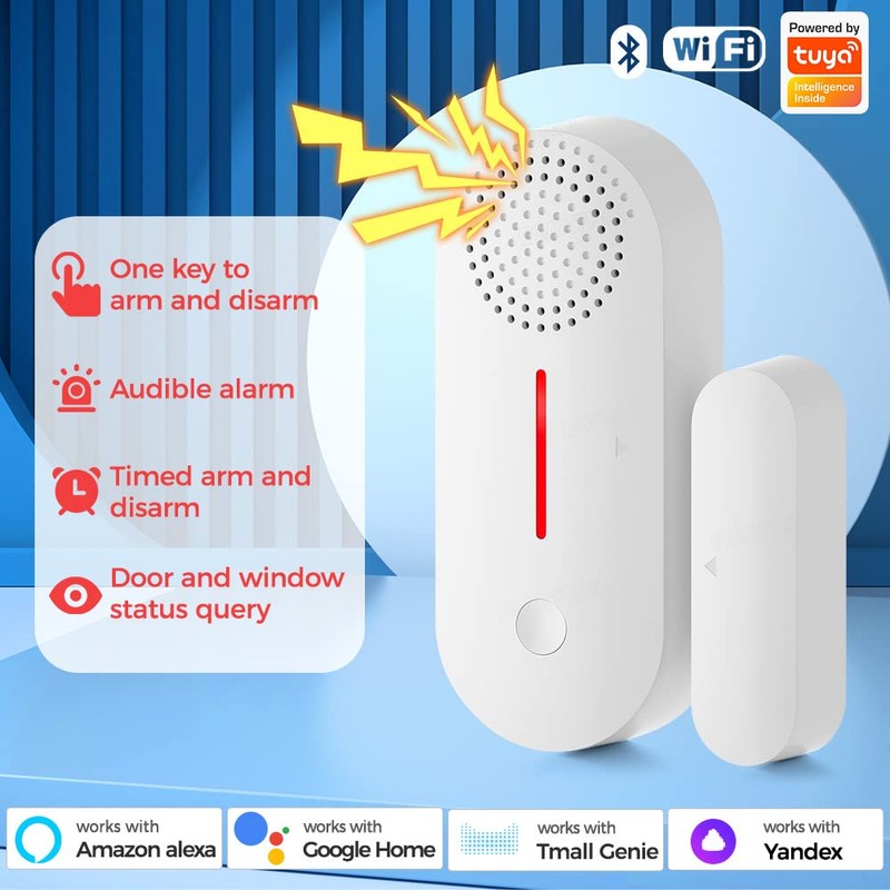 UanTii Tuya WiFi Door Window Detector with Light Sound Alarm