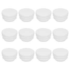 sourcing map 12Pcs Round Plastic Hole Plug, 0.98" Dia Rubber End Caps Pipe Tube Inserts End Blanking for Chair Legs Metal Pipe Post Furniture, White