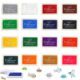 Ink Pad, 16 PCS Colors Ink Pads, Ink Pad Set Stamp Pads Craft Stamps for Scrapbooking Card Making Paper Craft Fabric Scrapbook Canvas Wedding Rubber Art Stamp Card Making(16 Color)