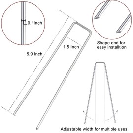 Garden Stake 100pcs Garden Landscape Staple Anti-Rust Securing Pegs Steel U Shaped Nail Pin Heavy Duty Ground Garden Staple Pin Spikes for Landscaping Ground Cover