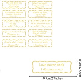 200Pcs Bible Verse Gold Foil Stickers Scripture Inspirational Sticker Jesus Faith Stickers Christian Religious Inspirational Faith Labels for Envelope Sealing Present Tag Spice Cup Bottle Decoration