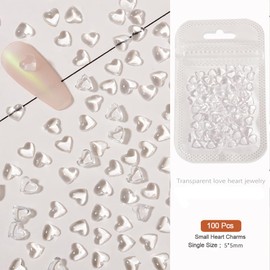 200 Pcs 3D Clear Heart Nail Art Charms Mixed Size Love Hearts Nail Rhinestones Flat Jelly Resin Crystal Nail Jewelry Acrylic Nail Supplies Women DIY Manicure Decoration Accessories