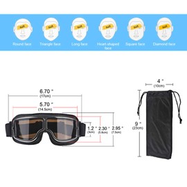 Ashilun Retro Pilot Motorcycle Goggles Fog-proof Warm Riding Goggles ATV Bike Motocross Glasses Safety Goggles