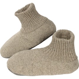 BenSorts Mens Fuzzy Slipper Socks with grippers Warm House Indoor Fleece Cabin House Cozy Socks Gift Khaki Size 10 11 12 13