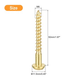 uxcell Wood Screws M6 x 50mm Slotted Round Head Brass Self-Tapping Screw 20 Pcs