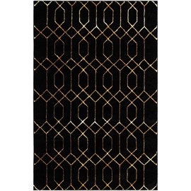 Unique Loom Marilyn Monroe Glam Collection Area Rug - Trellis (4' 1" x 6' 1" Rectangle Black and Gold)