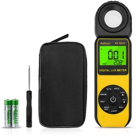 Digital Lux Light Meter, Luxmeter 881D Measure Lumen 0.01~400,000 Lux, Illuminance Tester Luminometer to Check Light Level and Temp for LED Plant Grow Light Photography