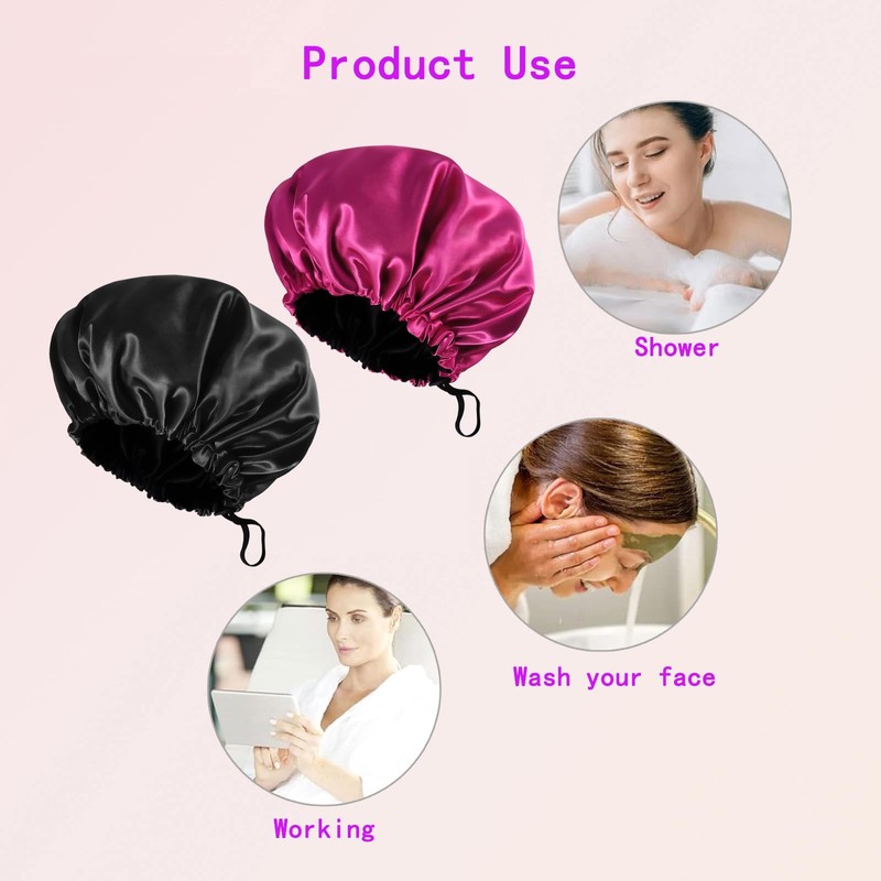 2-Pack Extra Large Adjustable Satin Sleep Caps for Women -