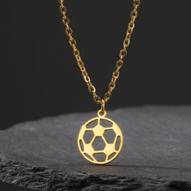 Dreamtimes Football Necklace for Women Men Sports Ball Pendant Necklace Football Necklace Trendy Sports Fan Jewellery Collection Gift for Athletes Friends, Stainless Steel, No Gemstone