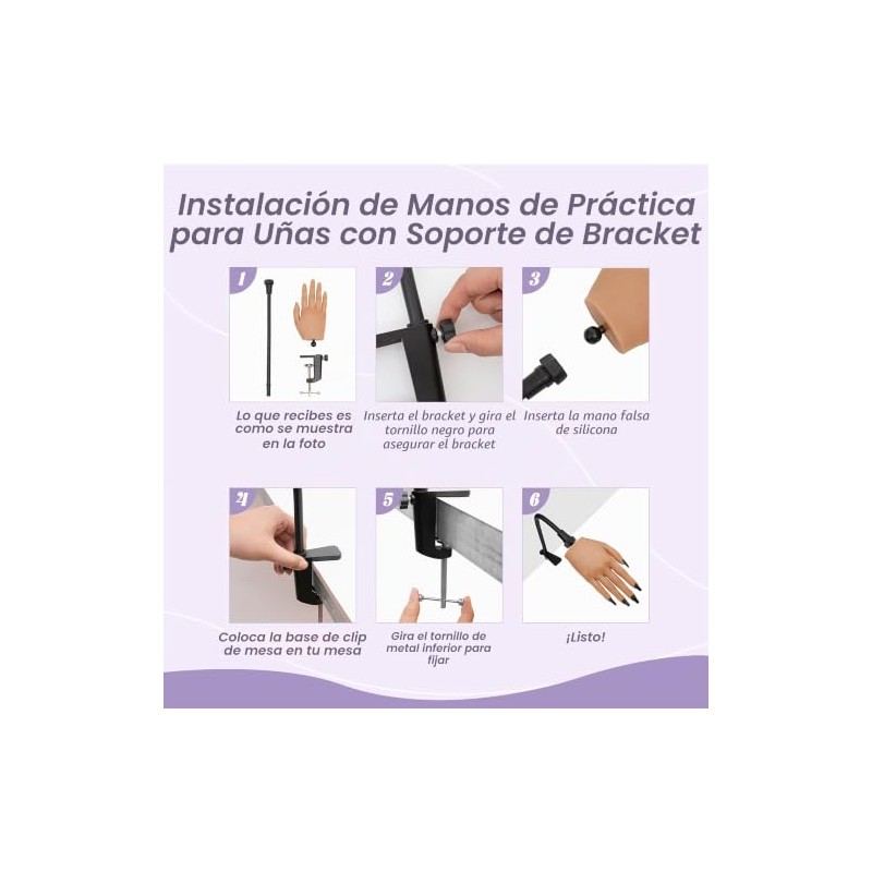 Mano de silicona realista para practicar manicura Veikmv. Mano de