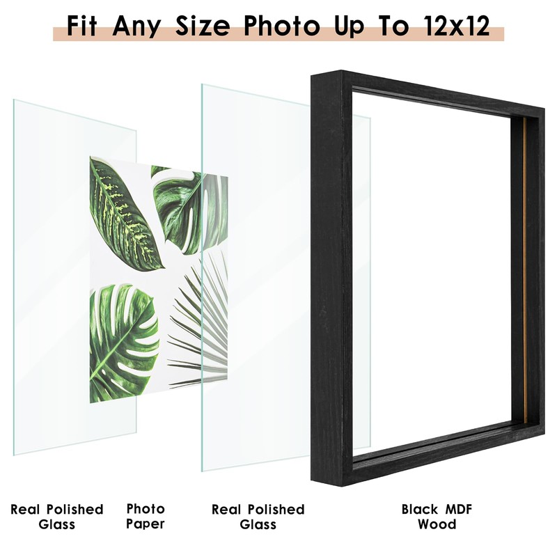 MUYE 12x12 Floating Frames Set of 2,Double Glass Picture Frame