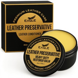 Eagle Heavy-Duty Leather Restorer & Preservative Balm – Neatsfoot Oil & Beeswax Treatment for Dry, Cracked, Oiled & Faded Leather – Revives Boots, Saddles, Furniture, Jackets & Tack (4oz)