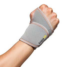 BraceUP Wrist Supporter, Odor Resistant, Sweat Absorbent, Quick Drying, Injury Prevention, Unisex, For Sports, Housework, Nursing, Computer/Smartphone Operation, Black (Silver)