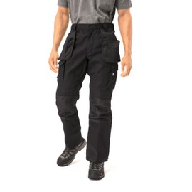 Caterpillar Men's Trademark Work Pants Built from Tough Canvas Fabric with Cargo Space, Classic Fit, Black, 34W x 32L