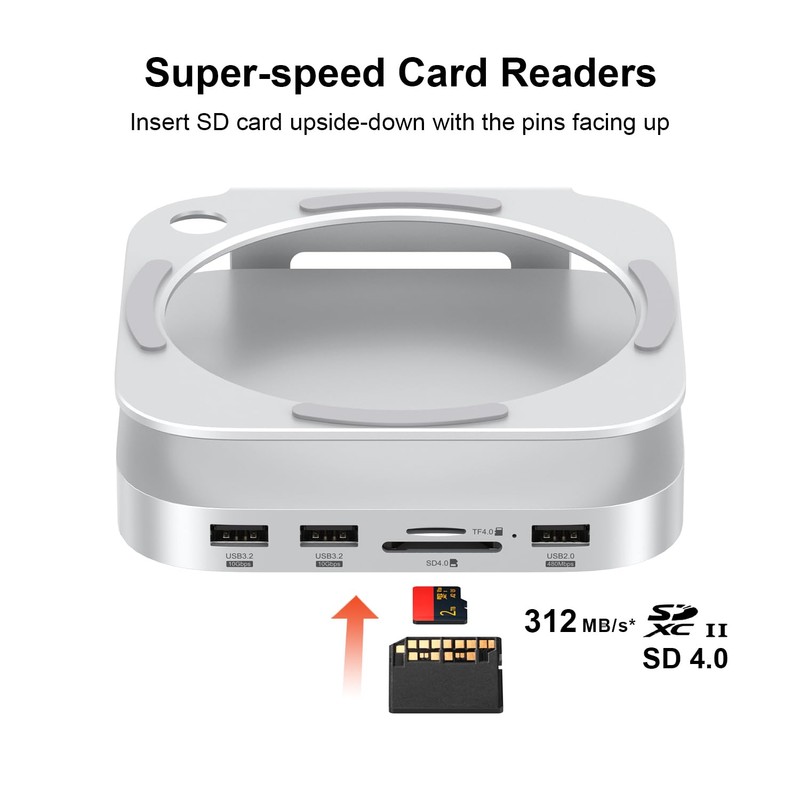 Qwiizlab Aluminum Stand Hub with SSD Enclosure, Docking Station for