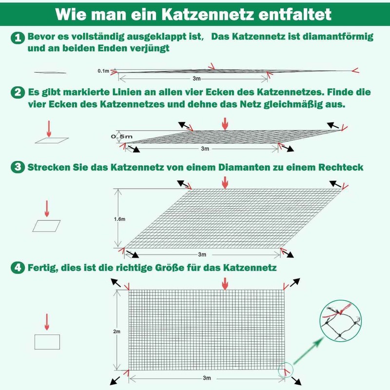 Tatamiyya Cat Net for Balconies, Wire Reinforced, 2 x 3