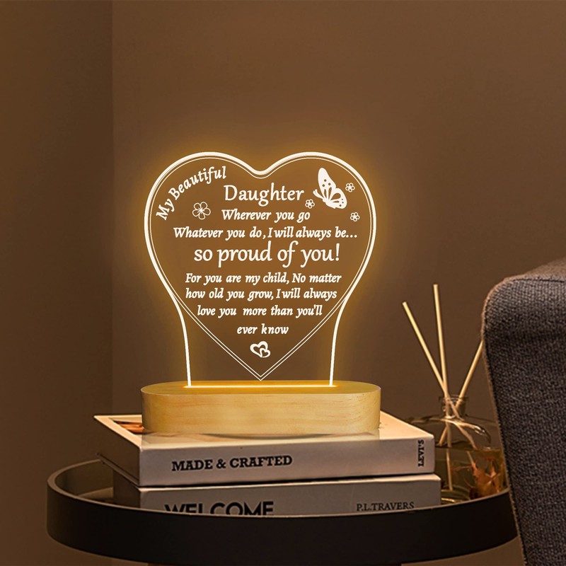 Attivolife Daughter Gift from Parent, 3D Night Light Warm Color