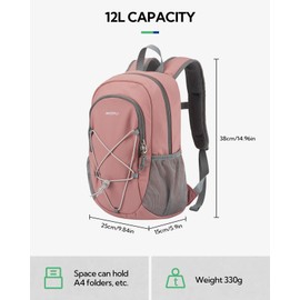 Waterfly Small Hiking Backpack 12L: Mini Lightweight Sport Rucksack with Chest Strap Daypack Compact Day Bag for Outdoor Travel Walking Camping Cycling Climbing Women Men Teenagers