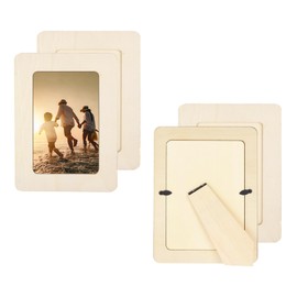 sourcing map 4Pcs Wood Frame,Paintable DIY Photo Frames 7.5 x 5.5 Inch Small Standing Unfinished Picture Frames Bulk for Crafts Wedding Birthday Party Home Decoration Anniversaries Christmas