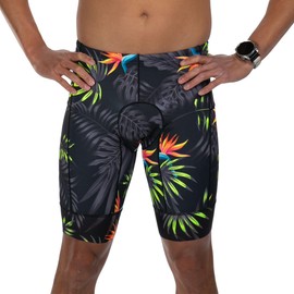 Zoot Men’s LTD 9-Inch Triathlon Shorts, Endurance Cycle Padded Shorts, for Swim, Bike, Run with Quick Drying UPF 50 + Fabric - Tropical Magic - Small