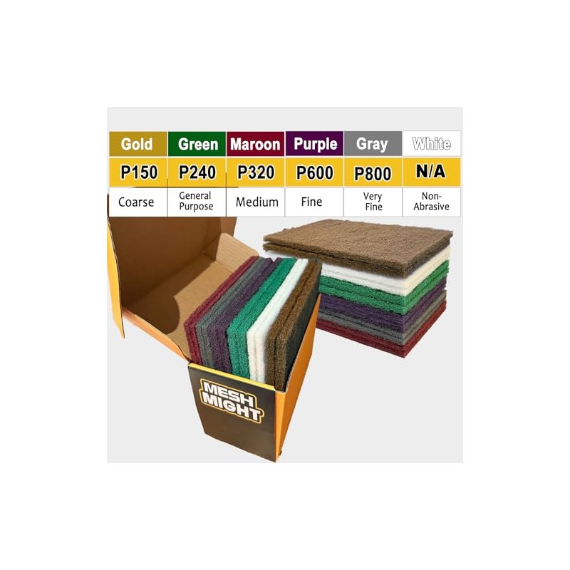 12-Pack 6"x9" Non-Woven Scuff Pads Multi Pack- Aluminum Oxide Abrasive