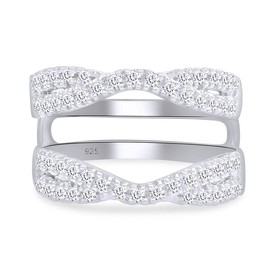 AFFY 1.00 Ct. Double Infinity Wedding Ring Guard Enhancer In 14k White Gold Plated 925 Sterling Silver with Cubic Zirconia Ring Size-7