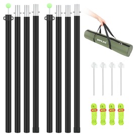 SAN LIKE Tent Poles Aluminum Tarp Poles Adjustable Camping Tarp Poles Height Adjustable Up to 97In Suitable for Camping, Hiking, Outdoor Backpacking - with Tent Rope, Tent Stakes, Storage Bag