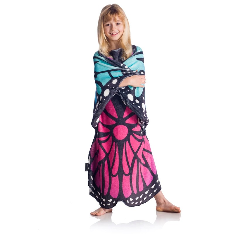 Kanguru, Soft Wearable Blanket Butterfly Shape Reversible Blue and Pink