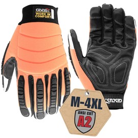 Cestus 8015, Impact Work Gloves (1,3,10,60 pairs), Reflective Fingertips, Heavy Duty for Truck Drivers, Construction, Rigging (1 Pair, Large)