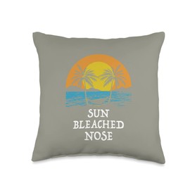 Sunny Basking Ocean Funny Sunscreen Sun Bleached Nose Summer Sunbathing Tropical Tanning Beach Throw Pillow, 16x16, Multicolor