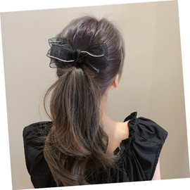 Beavorty 1pc Hairpin Spring Hair Clips Hair Barrettes French Barrettes Organza Bow Clips Rhinestone Hair Clips Bowknot Clips Rhinestone Barrettes Elegant Hair Pin Organza Hair Clip Black