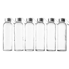 Epica 18-Oz. Glass Beverage Bottles, Set of 6 (Beverage Glasses + Carrying Loop Caps)