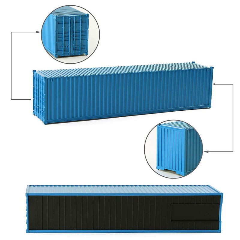Evemodel 9pcs 40ft HO Gauge 1:87 Shipping Container Blank Colored
