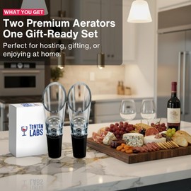 TenTen Labs Versatore aeratore per Vino (Confezione da 2) – Set di beccucci aeratori e Decanter – Confezione Regalo Inclusa – Nero