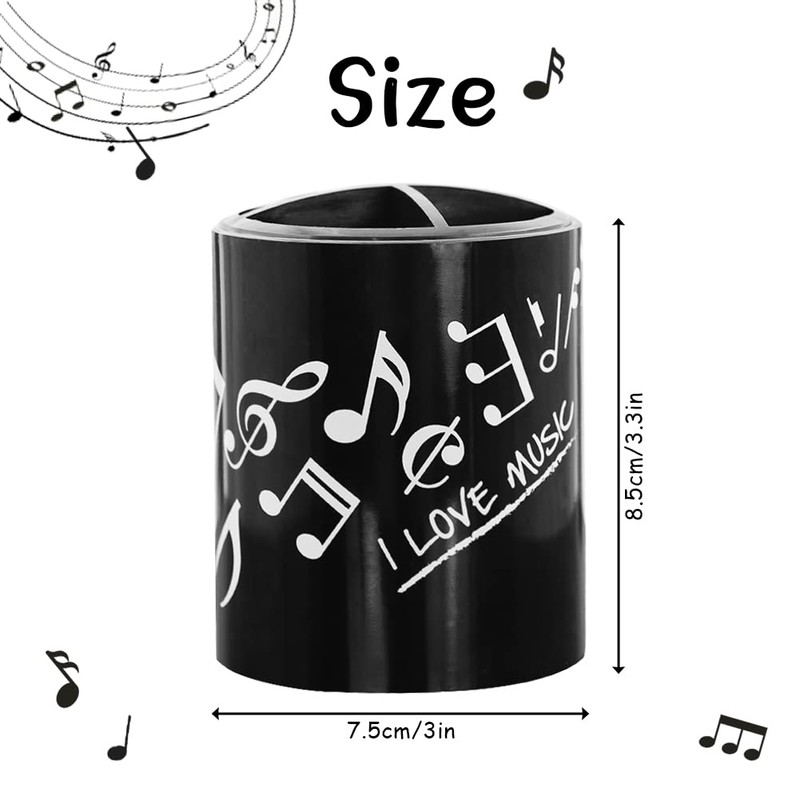 Boerni Music Note Pencil Container, Black Music Notes Melody Theme
