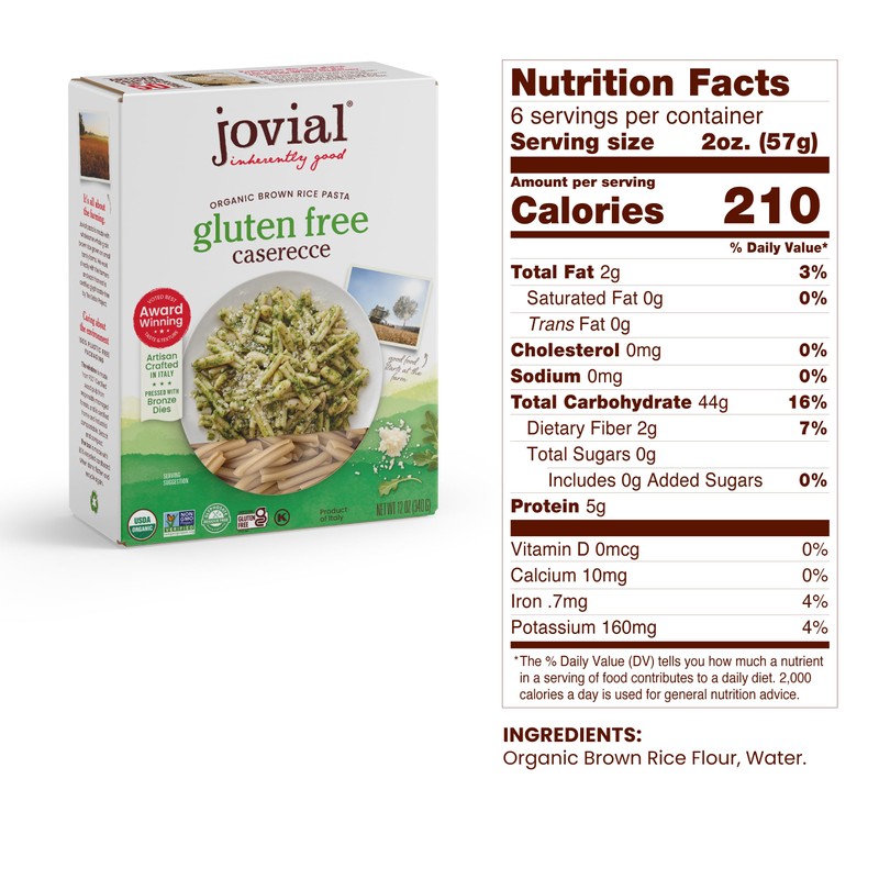 Jovial Whole Grain Brown Rice Pasta Variety Pack (Penne, Fusilli,