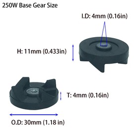 Blade Gear Replacement 2 Base Gears and 2 Rubber Blade Gears Clutch Parts Accessories fit Magic Bullet 250W Blender MB-1001, MB-1001B, MBR-1101, MBR-1701, MBR-1702, MBR-0301