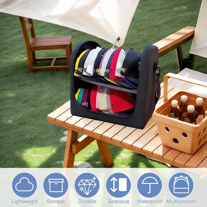 Large Hat Bag for Baseball Caps, Stackable Hat Organizer Bag,