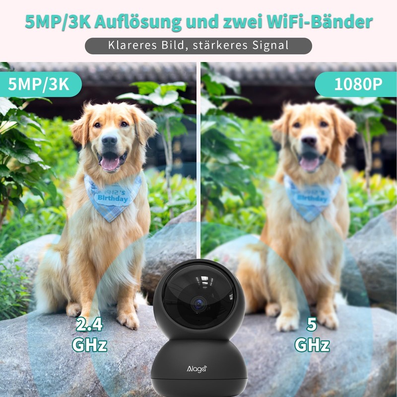Alaga Security Indoor Cam 3K Indoor Surveillance Camera, WiFi, Swivelling,