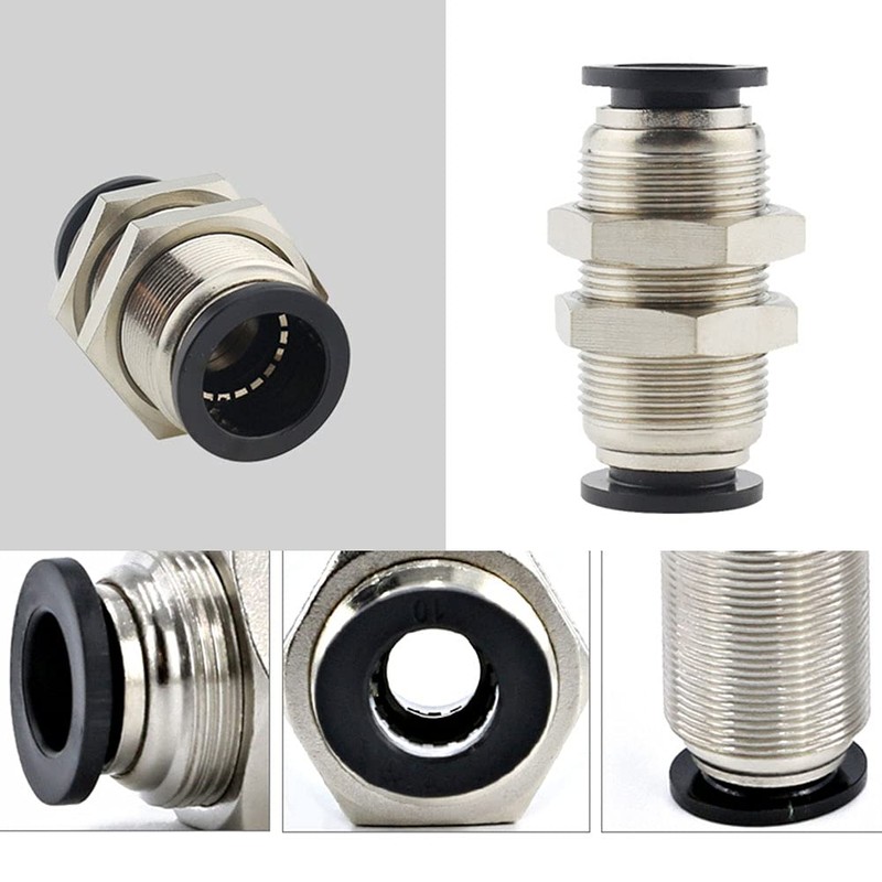 Jienk 5Pcs Bulkhead Union 3/8" x 3/8" Tube OD Push