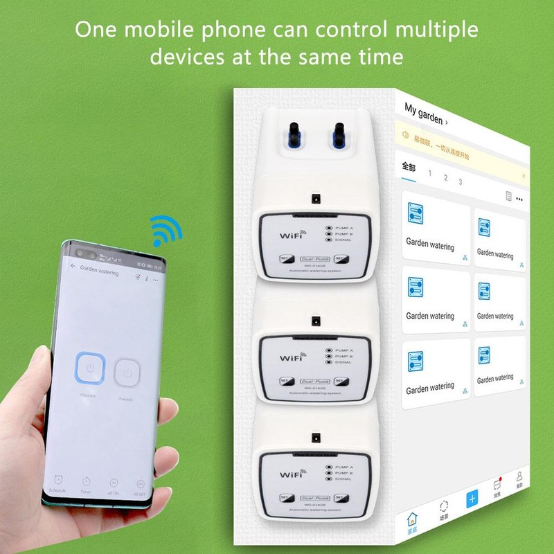 Wifi Double Pump Smart Watering System Smart Self Watering Timer
