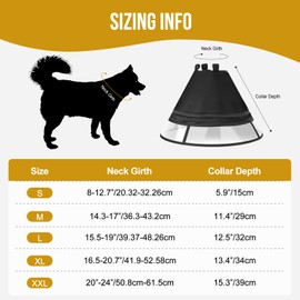 Dog Cone Collar for Dogs After Surgery,OneTigris Adjustable Head Cone for Large Dogs,Neck Soft Cone Alternative Elizabethan Dog Recovery Collars Prevent Licking (Black, XXL)